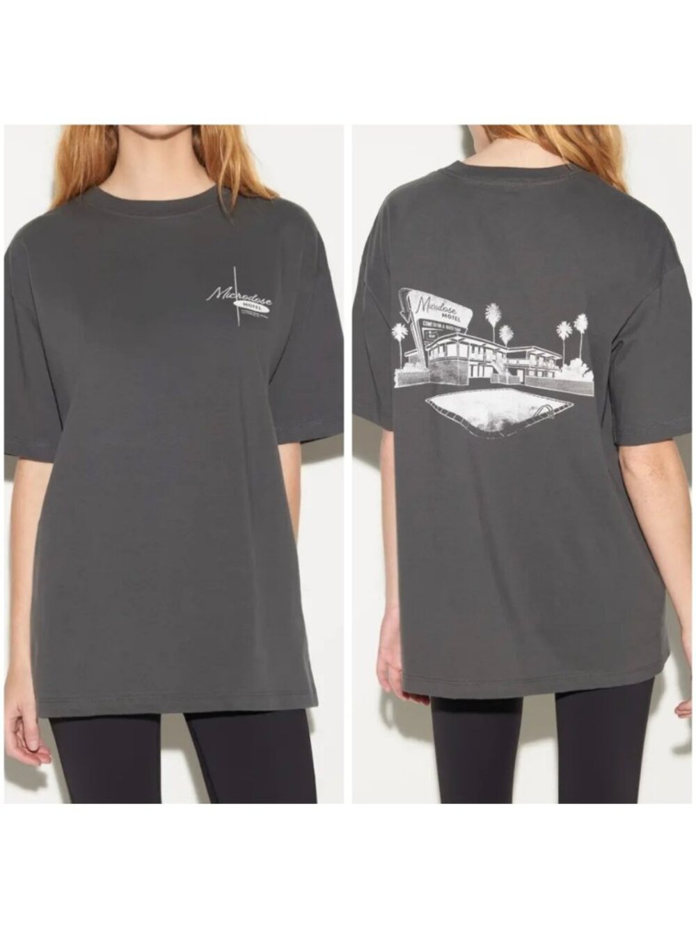 NEW Spiritual Gangster M Women's Micro Motel Boyfriend T-Shirt Gray/Ash Oversize